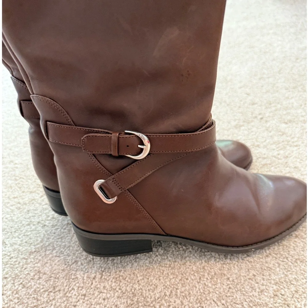 Lauren Ralph Lauren Maribella Riding Boots Women 8.5B Brown Leather Knee High